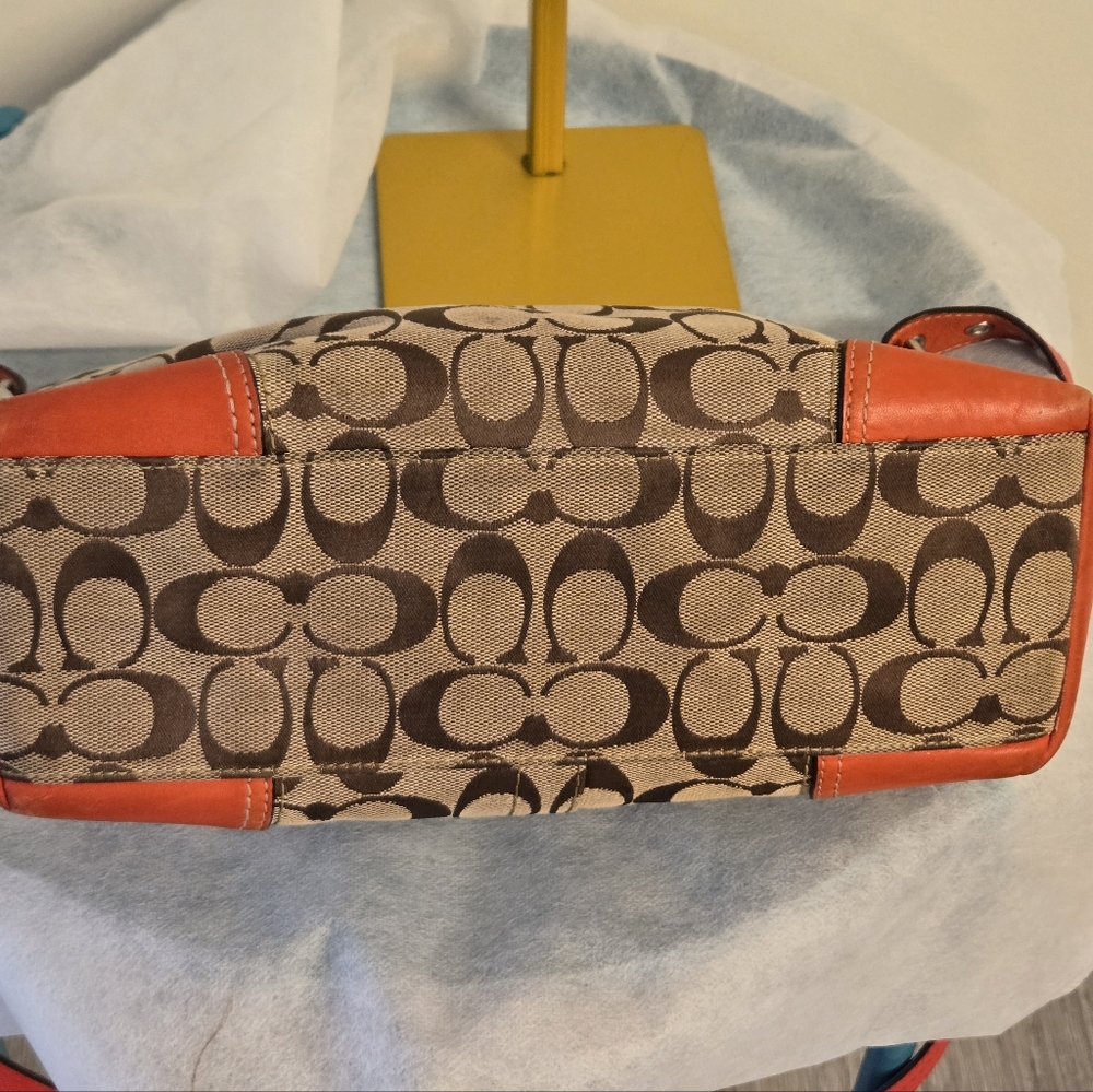 Coach Tan with Red Leather Trim, Y2K, Adjustable Strap Purse - Picture 9 of 17
